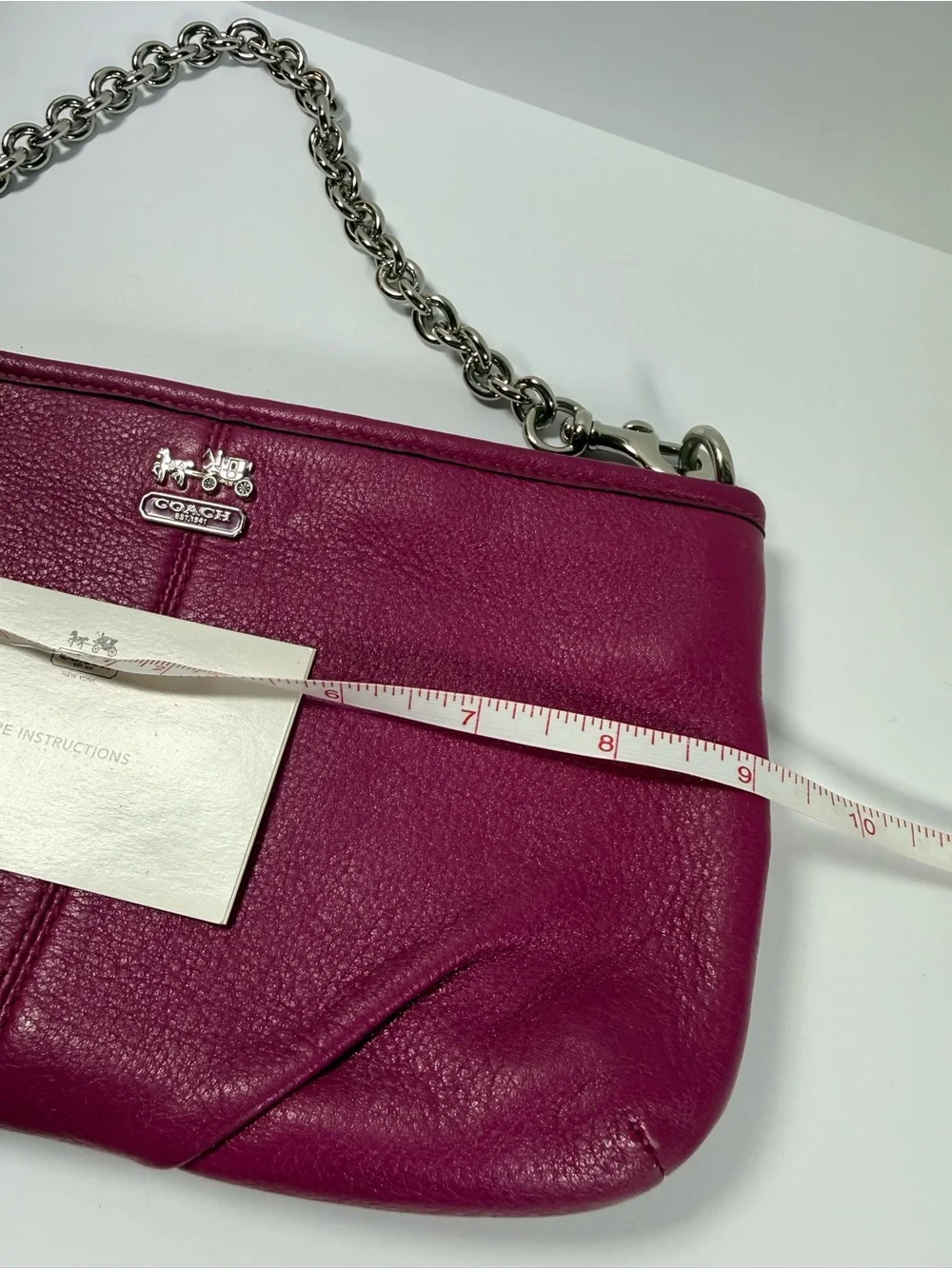 Coach Pink Leather Shoulder Bag with Silver Chain